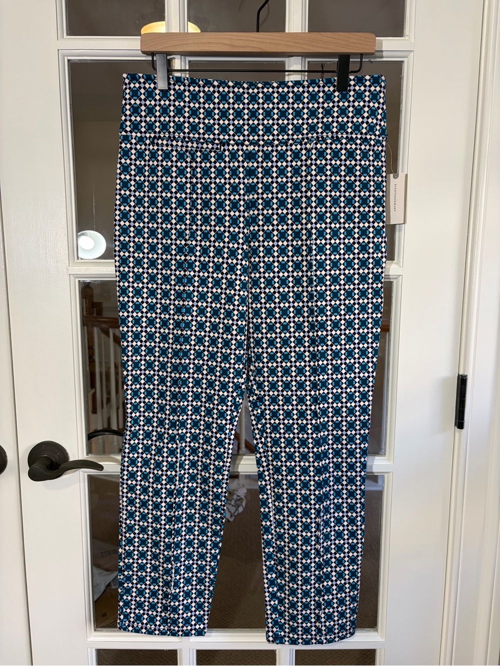 Maeve Anthropologie Printed Blue Geo Ankle Pants NWT
